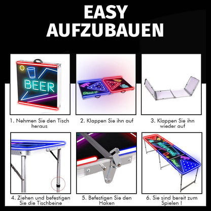 Offizieller Beer Pong Tisch mit LED Beleuchtung