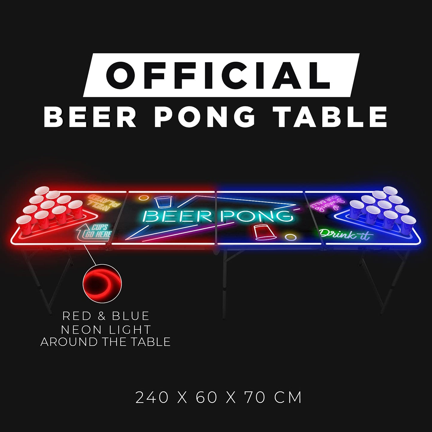 Offizieller Beer Pong Tisch mit LED Beleuchtung