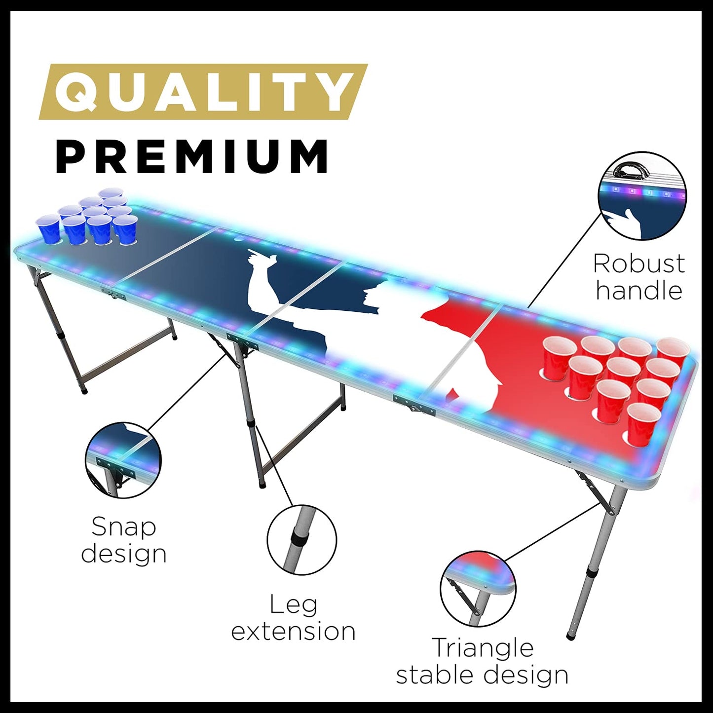 Offizieller Beer Pong Tisch mit LED Beleuchtung