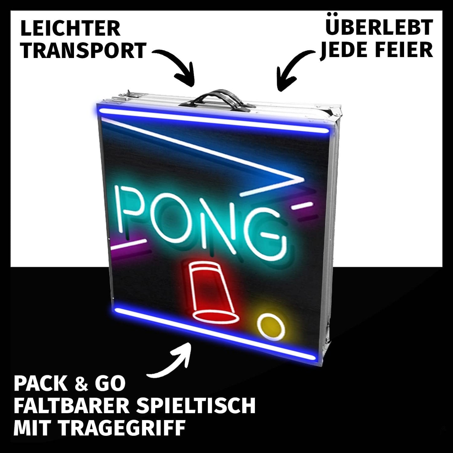 Offizieller Beer Pong Tisch mit LED Beleuchtung